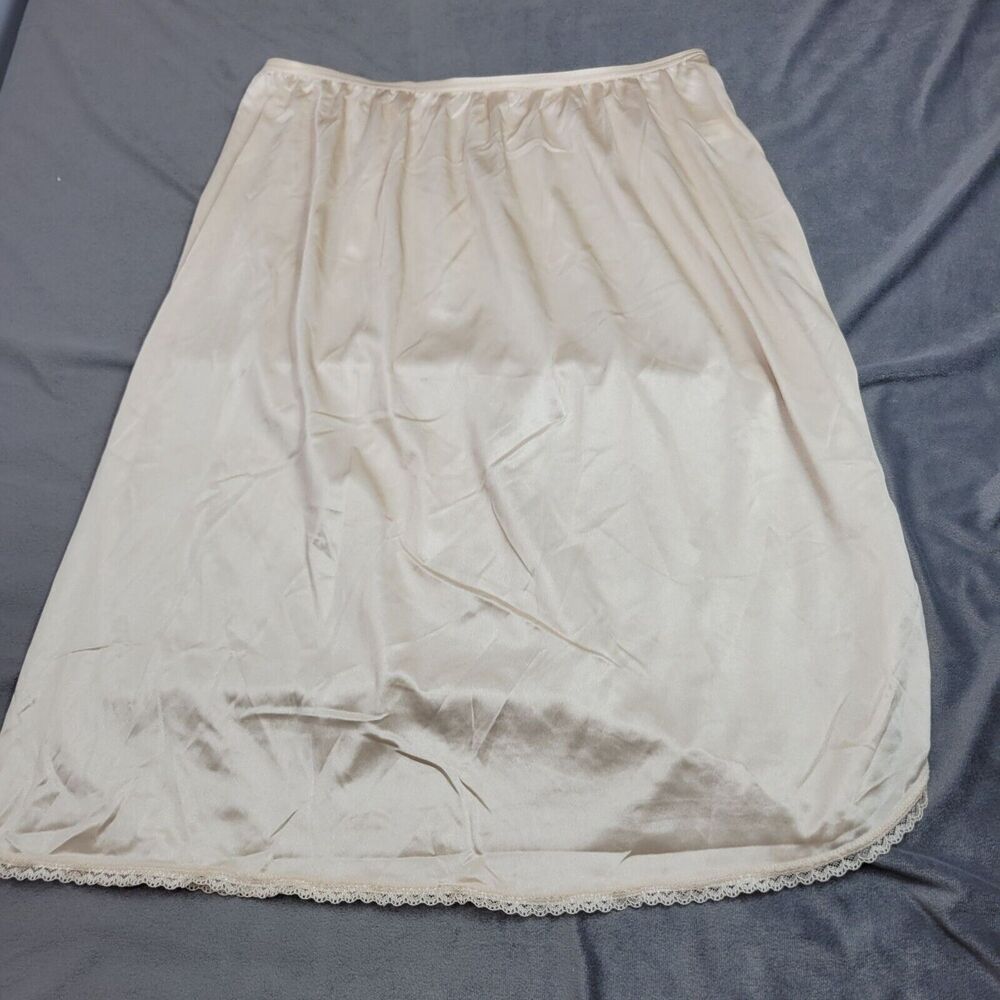 Cabernet Womens Nylon Lace-Trim Half Slip Skirt L Beige